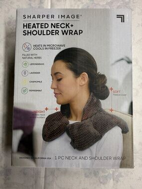 Sharper Image Brown Fleece Heated Neck & Shoulder Wrap with Dots